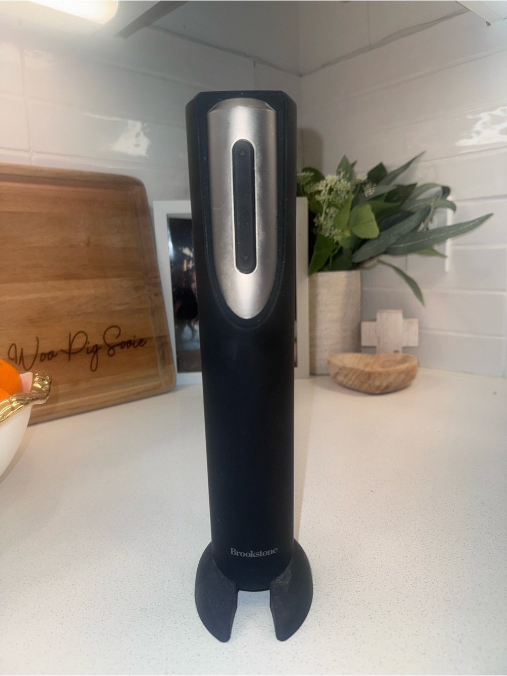 Brookstone Black and Silver Electric Wine Opener